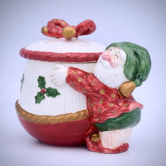 Fitz & Floyd Vintage Old World Elf Creamer Sugar Bowl Set Earthenware Christmas - Picture 9 of 16